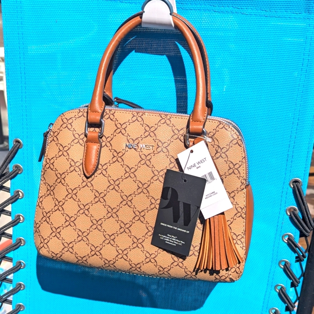 NWT Nine West Brie Dome Satchel Handbag Mocha Brown